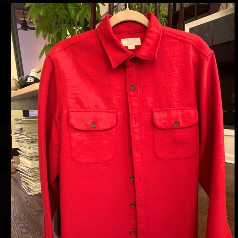 Thick utility shirt jcrew red.